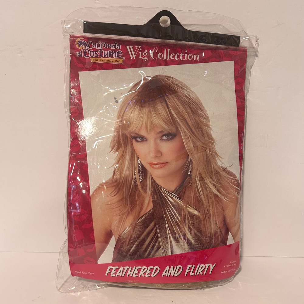 New California Costumes Wig Women OS Blonde Feathered and Flirty 70s 80s Retro